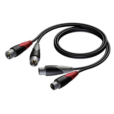 Procab CLA710/3 verloopkabel 2x XLR female naar 2x XLR male 3m