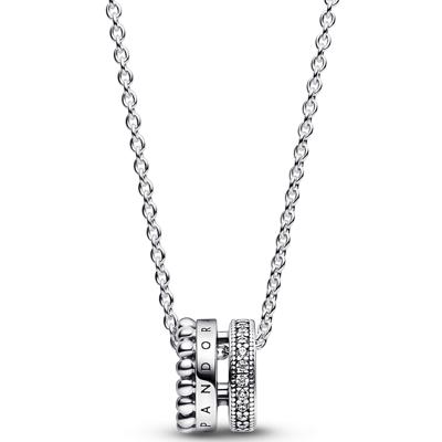 Pandora 392311C01 Ketting Signature Pave-Beads zilver-zirconia zilverkleurig-wit