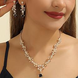 Bruidssieradensets 2 Strass 1 Ketting Oorbellen Dames Elegant Vintage Stijlvol Schattig Kroonluchters Kostbaar Bloemvorm Onregelmatig Sieraden set Voor Bruiloft Feest Feest / Avond Lightinthebox