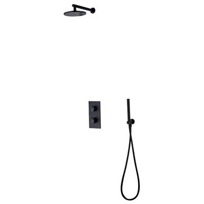 Regendoucheset Inbouw Muur Genoa 20cm Rond met Wandarm Mat Zwart