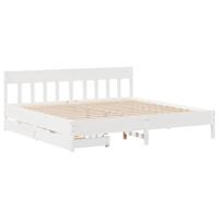 vidaXL Bedframe met hoofdbord massief grenenhout wit 200x200 cm, bed, bed ombouw, twijfelaar bed, bedbodem, slaapkamermeubel, 2 persoonsbed