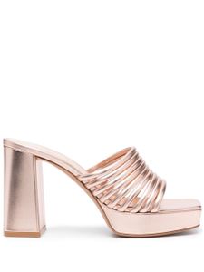 Gianvito Rossi mules Lena 100 mm en effet métallisé - Rose