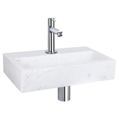 Fonteinset Differnz Flat Marmer 38x24x8 cm Wit Met Rechte Kraan Mat Chroom Fonteinset Differnz Flat Marmer 38x24x8 cm Wit Met Rechte Kraan Mat Chroom