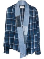 Greg Lauren veste en coton à design patchwork - Bleu - thumbnail