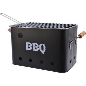 Grote mat zwarte barbecue/bbq emmer 33 x 21 cm rechthoekig   -