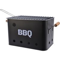 Grote mat zwarte barbecue/bbq emmer 33 x 21 cm rechthoekig   - - thumbnail