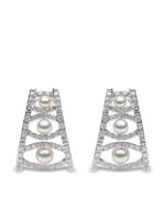 Yoko London boucles d'oreilles Raindrop en or blanc 18ct serties de perles et diamants - Argent - thumbnail