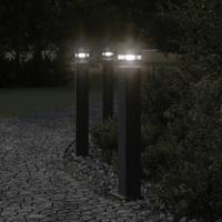 Buitenvloerlampen 3 st met stopcontact 80 cm aluminium zwart - thumbnail