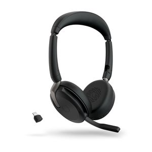 Jabra Evolve2 65 Flex Link380c UC On Ear headset Computer Bluetooth Stereo Zwart Noise Cancelling Headset, Microfoon uitschakelbaar (mute), Volumeregeling,