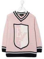 Emporio Armani Kids pull à logo en intarsia - Rose