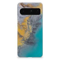 Google Pixel 8 Pro TPU Siliconen Hoesje Marble Blue Gold