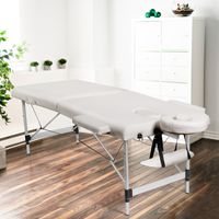 185cm PVC Lederen Opvouwbare Massagetafel Draagbaar Massagebed 2-Laags In Hoogte Verstelbaar Afneembare Hoofdsteun/Armleuningen