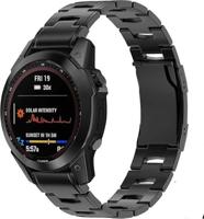 By Qubix - Titanium schakelband - Zwart - Compatible met Garmin Fenix 8-47mm - Compatible Garmin bandje - Bandbreedte: 22mm