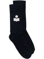 ISABEL MARANT Siloki intarsia-knit logo socks - Bleu