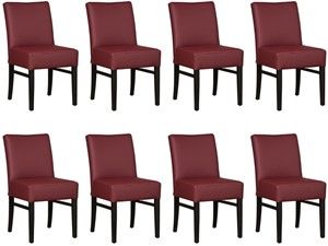 Set van 8 Donkerrode leren landelijke eetkamerstoelen Hold - Toledo Leer Bordeaux (donkerrood leer)