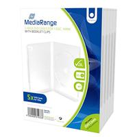 MediaRange DVD-Leather Case voor 1 Disc, 14 mm, transparant, 5-pack
