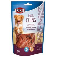 Trixie Duck Coins | 80 g | Aanvullend diervoeder voor honden | Gedroogd eendenborstfilet | Hersluitbare zak | Glutenvrij en zonder toegevoegde suikers