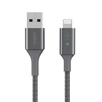 Belkin Smart LED-oplaadkabel, USB-C naar Lightning, 1,2 m (weergave van de laadstatus) voor iPhone, AirPods en iPad, MFi-gecertificeerd - grijs, CAA007bt