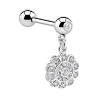 Jeweled Barbell with Charm Chirurgisch staal 316L / Belegde messing Barbells - thumbnail