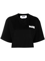 MSGM t-shirt crop à logo imprimé - Noir - thumbnail