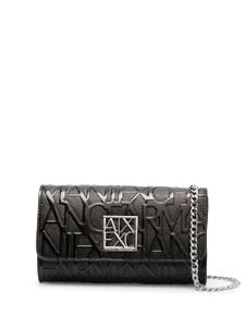 Armani Exchange sac à bandoulière verni à logo embossé - Noir