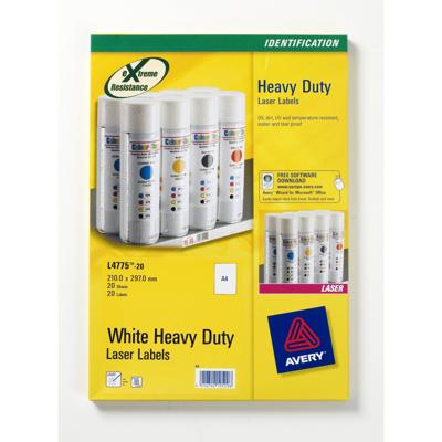 Etiket avery l4775-20 210 x 297 mm polyester 20 st Etiket avery l4775-20 210 x 297 mm polyester 20 st