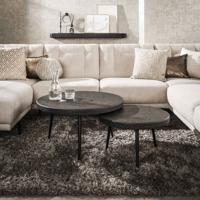 LifestyleFurn Ronde Salontafel Mazen Liquid metal, Set van 2 stuks - Ferro metallic - thumbnail