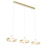 QAZQA Hanglamp messing langwerpig incl. LED 3-staps dimbaar 3-lichts - thumbnail