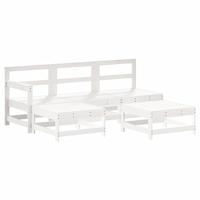 vidaXL 5-delige Loungeset massief grenenhout wit, tuinset, loungebank, loungebank tuin, tuinbank, loungeset tuin, loungeset buiten, tuinbankenset