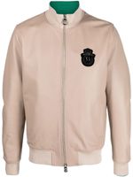 Billionaire veste bomber en cuir à patch logo - Tons neutres - thumbnail