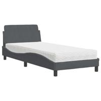vidaXL Bed met matras fluweel donkergrijs 80x200 cm, bedframe, bed ombouw, eenpersoonsbed, bedbodem, slaapkamermeubel, 1 persoonsbed, logeerbed
