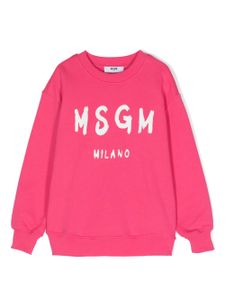 MSGM Kids sweat en coton à logo imprimé - Rose