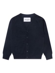 TRUSSARDI JUNIOR cardigan à logo brodé - Bleu