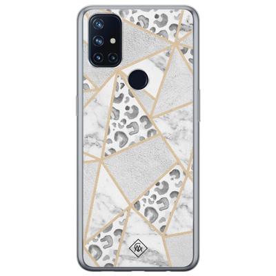 OnePlus Nord N10 5G siliconen telefoonhoesje - Stone & leopard print OnePlus Nord N10 5G siliconen telefoonhoesje - Stone & leopard print