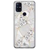 OnePlus Nord N10 5G siliconen telefoonhoesje - Stone & leopard print