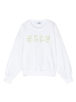 MSGM Kids sweat à ornements strassés - Blanc