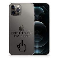 iPhone 12 Pro Max Silicone-hoesje Finger Don't Touch My Phone - thumbnail