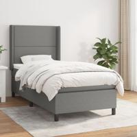 Boxspring met matras stof donkergrijs 90x190 cm SKU: V3131314