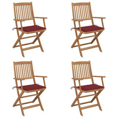 vidaXL Tuinstoelen 4 st inklapbaar met kussens massief acaciahout vidaXL Tuinstoelen 4 st inklapbaar met kussens massief acaciahout