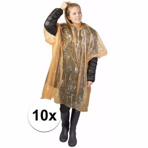 10x oranje noodponcho doorschijnend One size  -