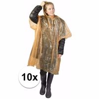 10x oranje noodponcho doorschijnend One size  - - thumbnail