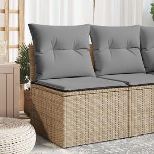 Tuinbank zonder armleuning met kussens poly rattan beige