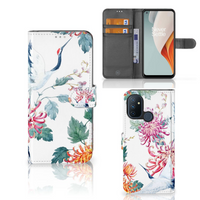 OnePlus Nord N100 Telefoonhoesje met Pasjes Bird Flowers - thumbnail