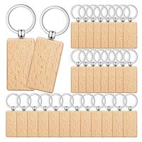 Colleoni 50 Stuks Blank Houten Sleutel Tag Sleutel Graveren Blanks Onvoltooide Sleutelhanger Sleutelhanger Key Tags voor DIY Ambachten, Rechthoek