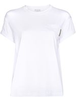 Brunello Cucinelli t-shirt en coton à ornements métalliques - Blanc