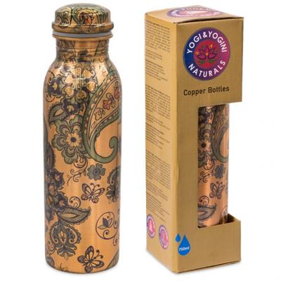 Yogi & Yogini Koperen Waterfles Paisley Geprint - 750ml Yogi & Yogini Koperen Waterfles Paisley Geprint - 750ml
