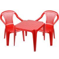 Kinderstoelen 4x met tafeltje set - buiten/binnen - rood - kunststof