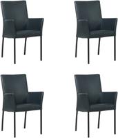 Set van 4 Blauwe leren moderne eetkamerstoelen Comfort - Toledo Leer Marine (blauw leer) - thumbnail