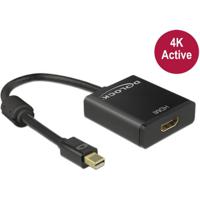 Delock 62611 DisplayPort-kabel Mini-displayport / HDMI Adapterkabel Mini DisplayPort-stekker, HDMI-A-bus 0.20 m Zwart Vergulde steekcontacten - thumbnail