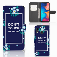 Samsung Galaxy A30 Portemonnee Hoesje Flowers Blue DTMP - thumbnail